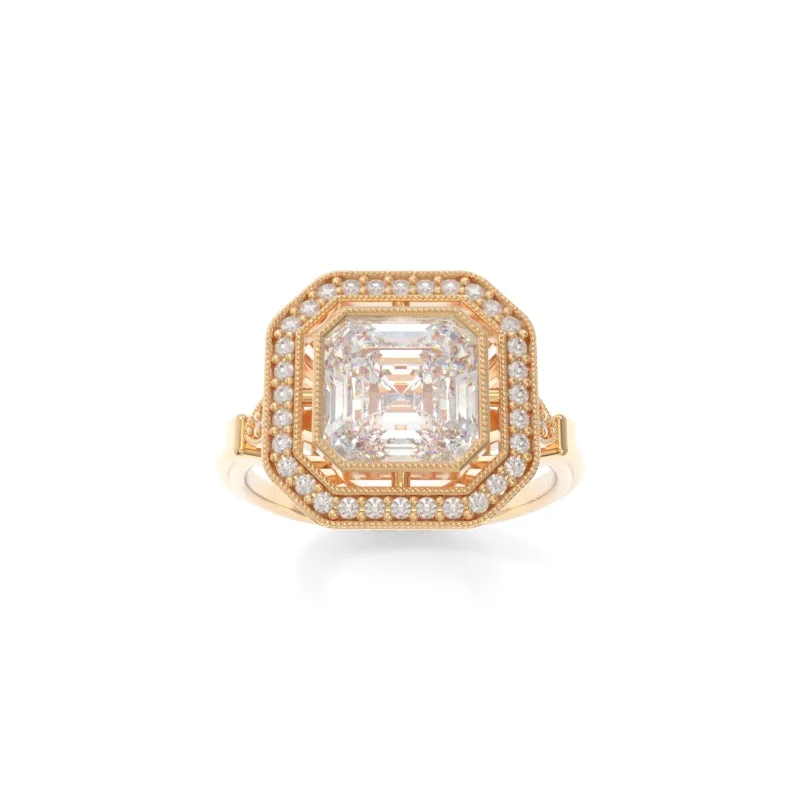 engagement rings with colored stones for women -Lillian Ring Asscher