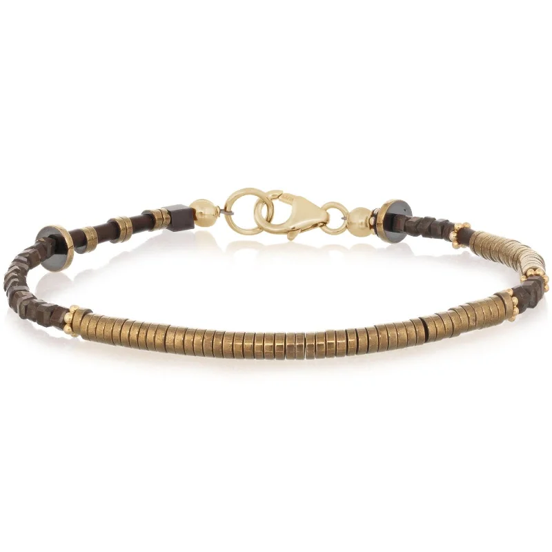 gold-plated bracelets for women -Jill Duzan Gold & Brown Hematite Bracelet