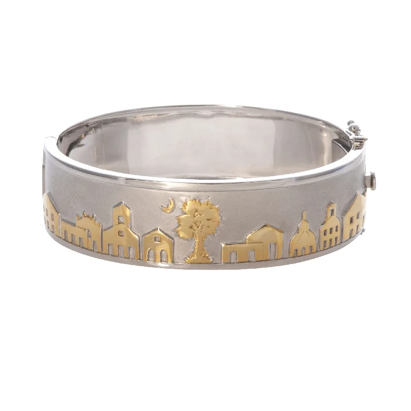 trendy stackable bracelets for women -Charleston Skyline Cuff Bangle