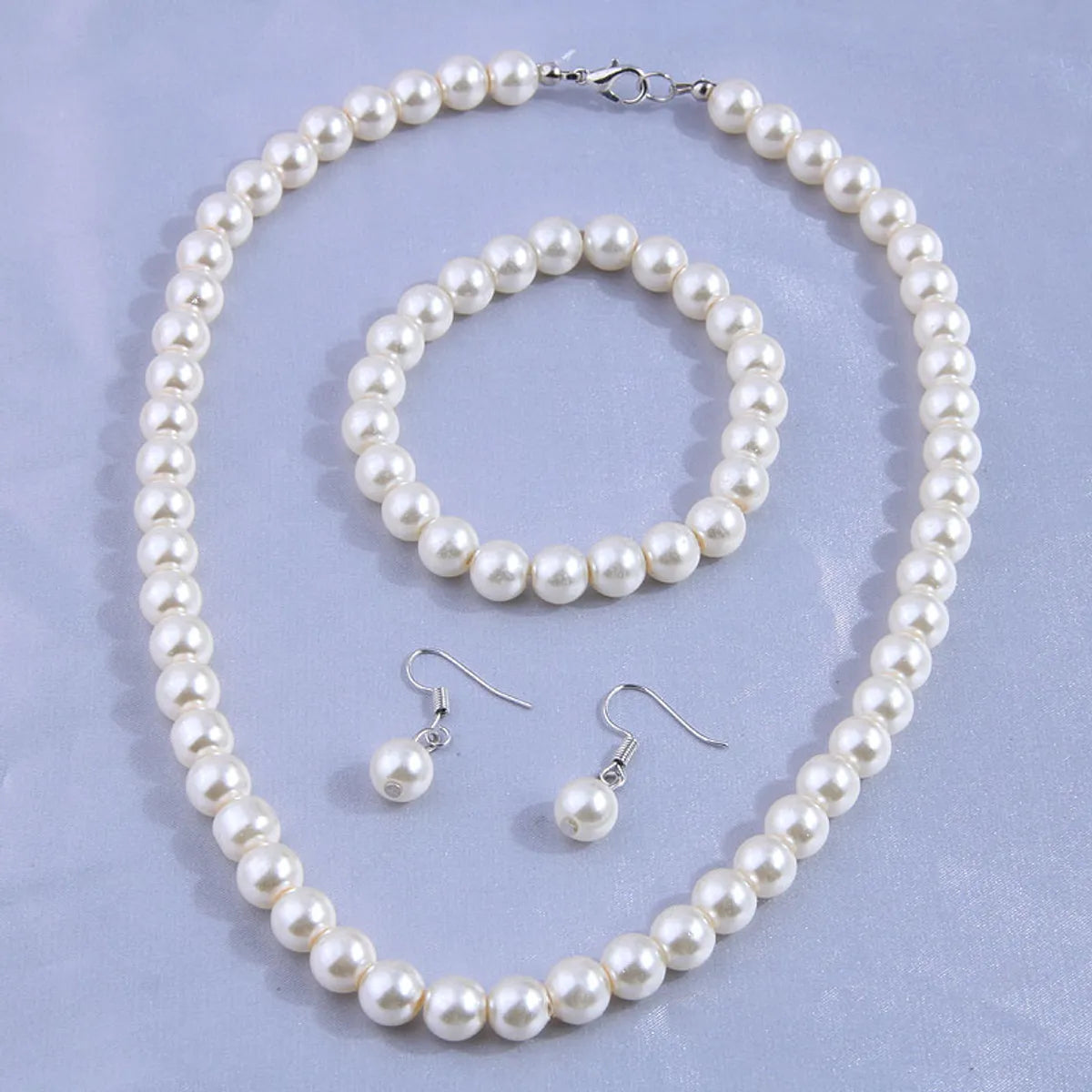 beaded bracelets for women -Korean Fashion Pearl Necklace Bracelet Earrings Set