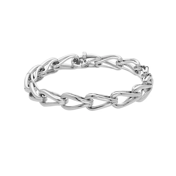 cuff bracelets for women -Sterling Silver U Shaped Link Bracelet