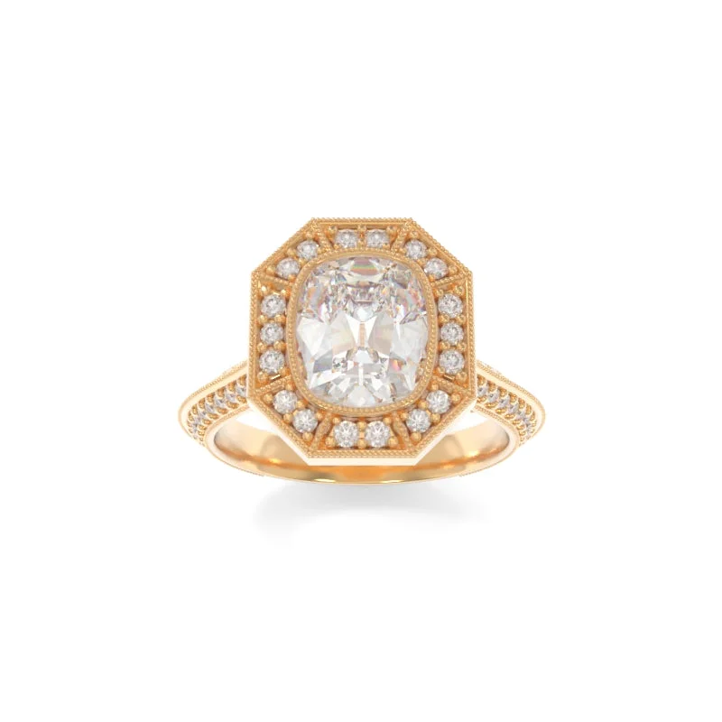 princess cut engagement rings for women -Octavia Ring Old Mine Cushion