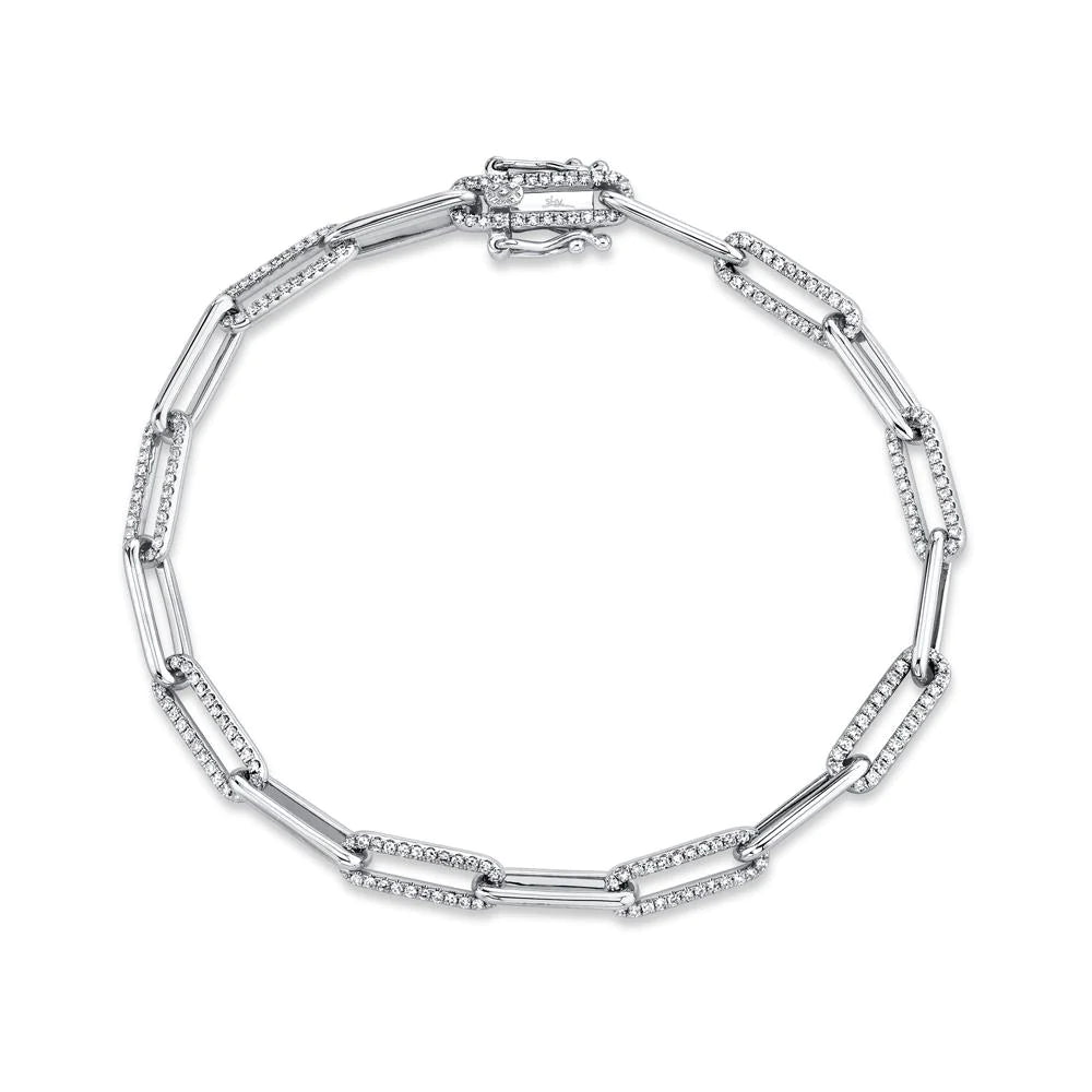 elegant bracelets for women -Diamond Paper Clip Link Bracelet