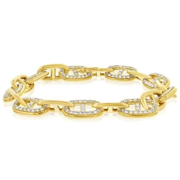 statement cuffs for women -Diamond Interlocking Link Bracelet