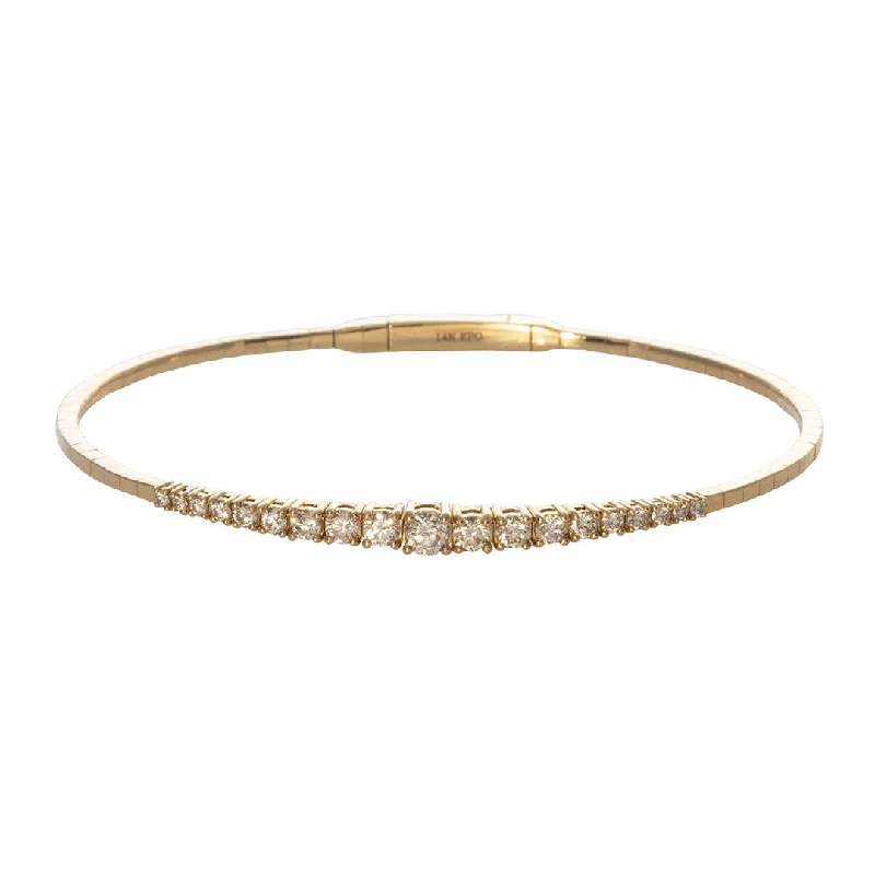 leather bangles with beads for women -.85ctw Graduated Diamond 14K Yellow Gold Flex Bangle