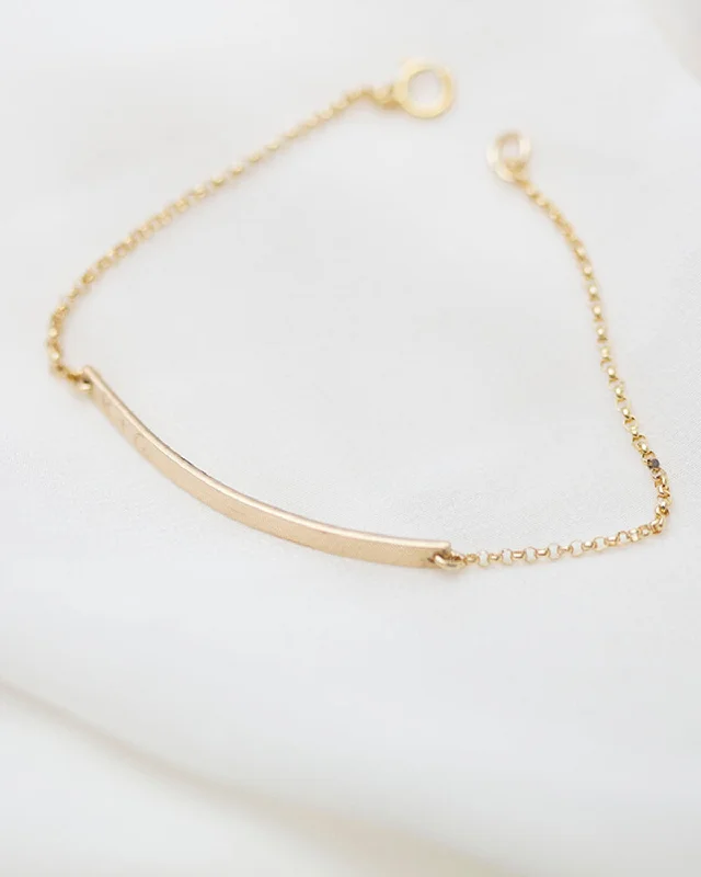 trendy gold bangles for women -Skinny Bar Bracelet with Custom Engraving