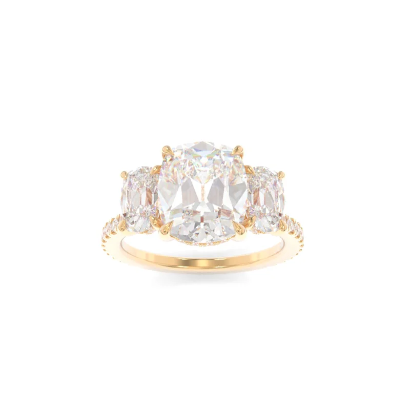 engagement rings with heart-shaped diamonds for women -Taylor Three Stone Ring Old Mine Cushion