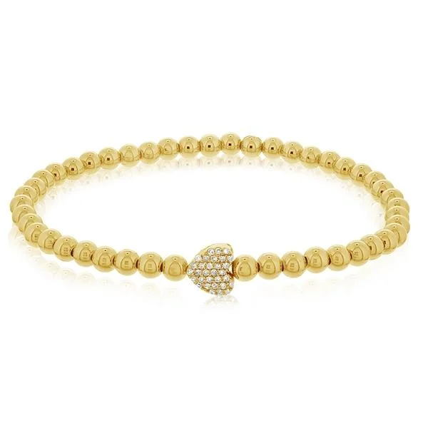 women’s statement bracelets -Diamond Heart Gold Filled Bead Bracelet