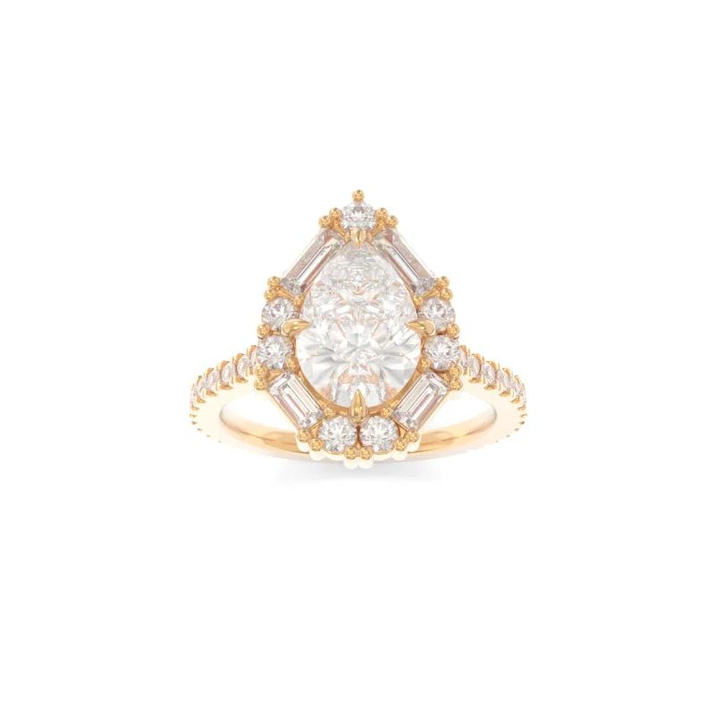 double halo engagement rings for women -Cordelia Ring Pear