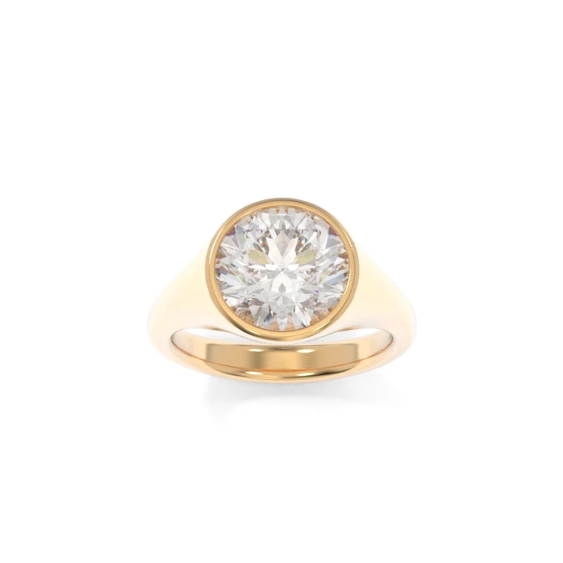 eco-friendly engagement rings for women -Sculpted Signet Ring Round