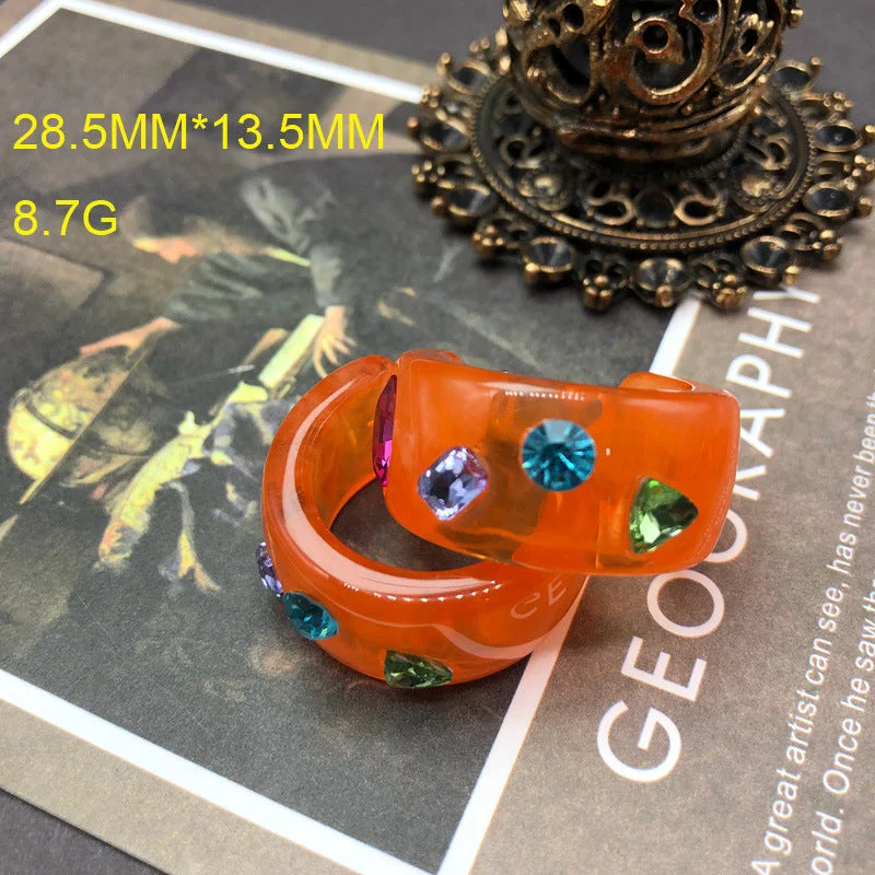 Om979 Orange Stud Earrings