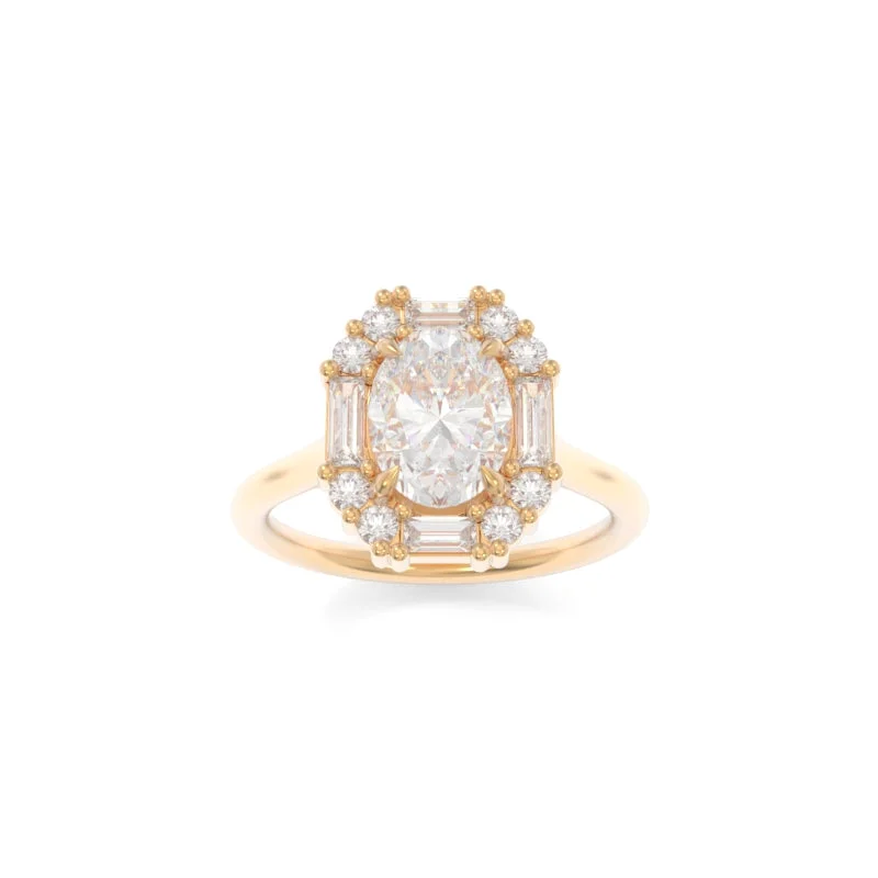 engagement rings with baguette diamonds for women -Cordelia Solitaire Oval