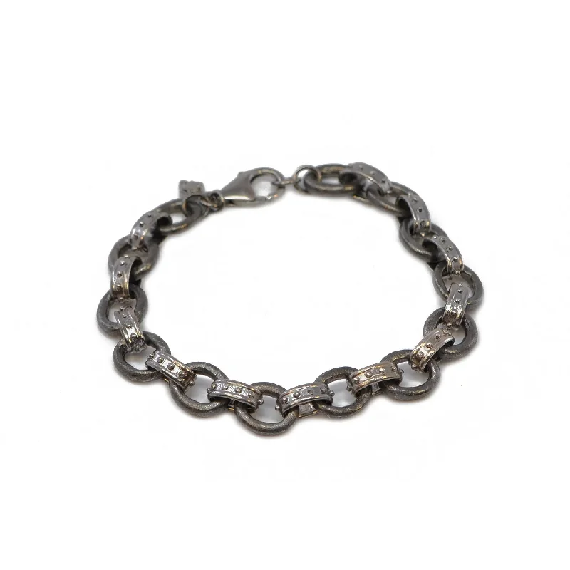 tennis bracelets for women -Oval Textured Chain Link Bracelet