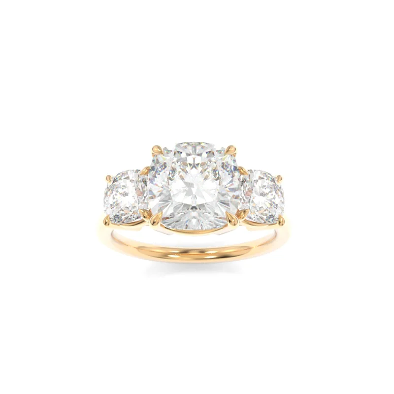 engagement rings with mixed metals for women -Samantha Solitaire Cushion