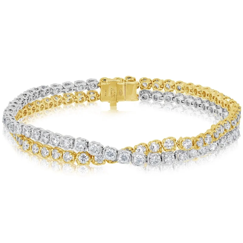 leather bangles with beads for women -5.75 Carat Crossover Diamond Tennis Bracelet