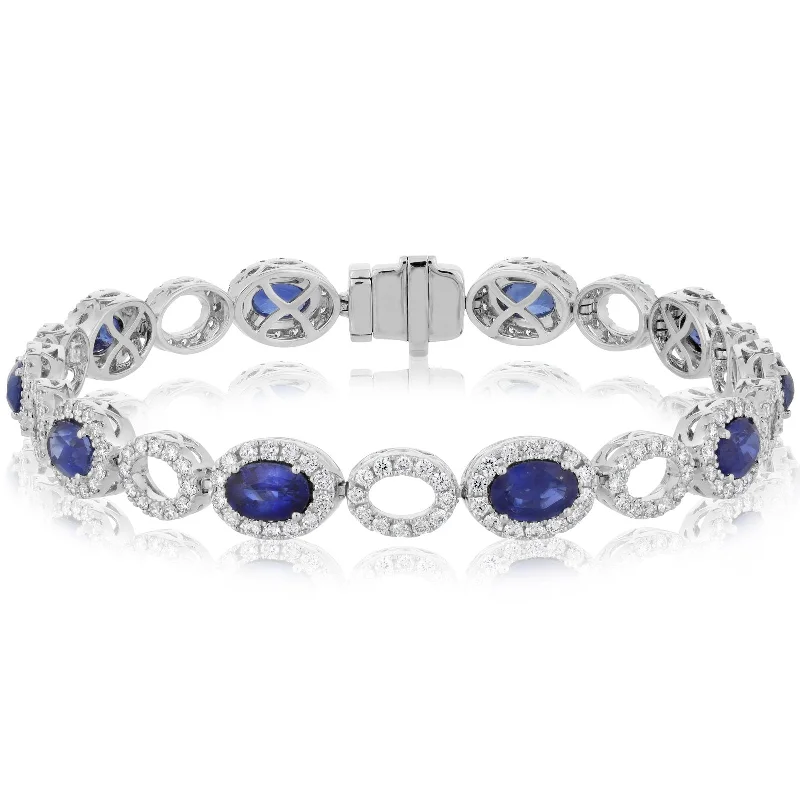 women’s adjustable charm bracelets -Blue Sapphire & Diamond Bracelet