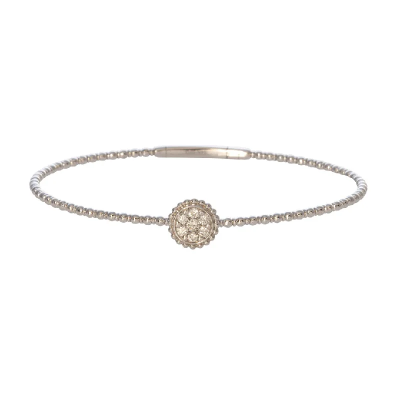 chain bracelets for women -Diamond Cluster Round Station 14K White Gold Flex Bangle