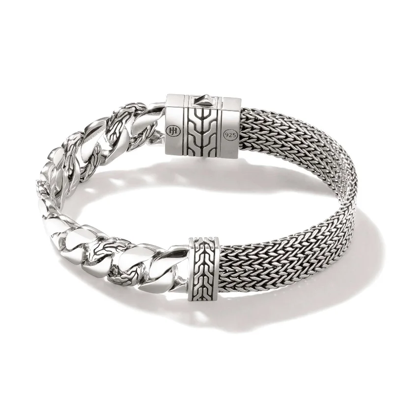 silver bangles with crystals for women -JOHN HARDY Rata Curb Chain Bracelet