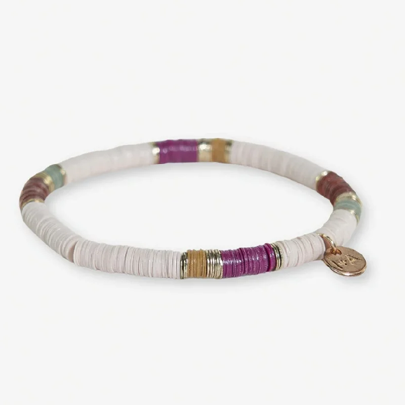 diamond bangles for women -Grace Stripe On Cream Stretch Bracelet | Ink + Alloy