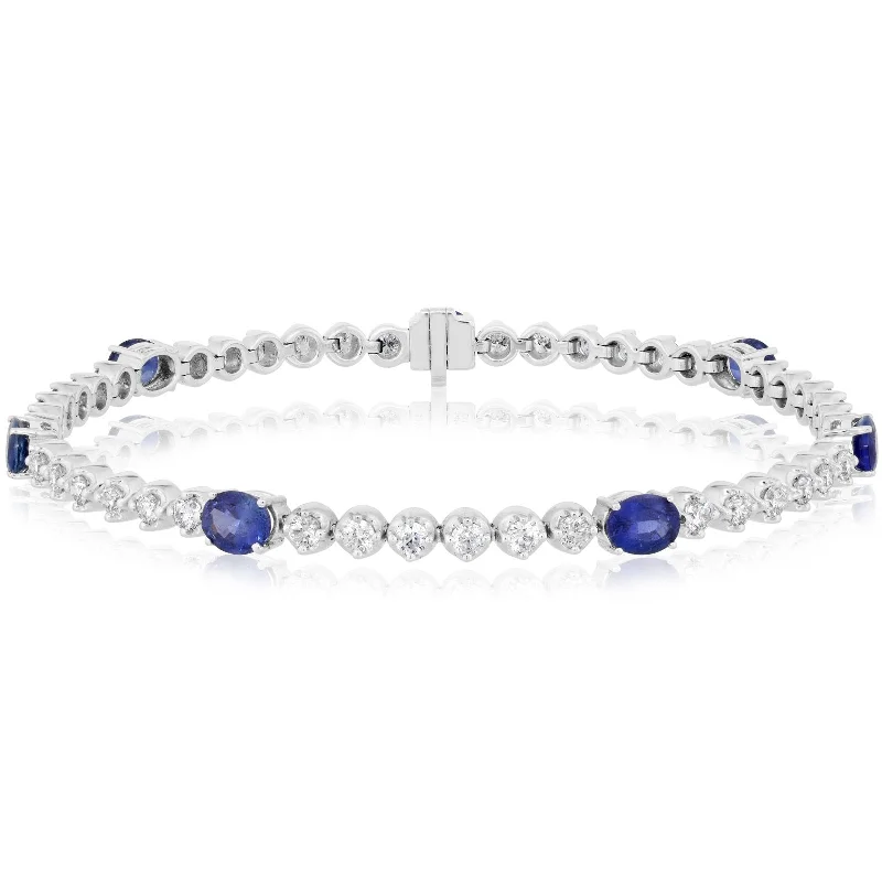 multi-layered bangles for women -Blue Sapphire & Diamond Bracelet