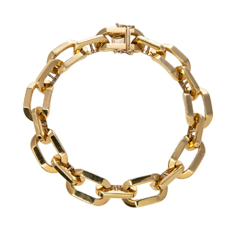 trendy bracelets for women -Estate 18K Yellow Gold Large Oval Link Bracelet