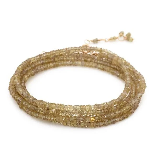 gold wedding bangles for women -ANNE SPORTUN Champagne Garnet Beaded Wrap Bracelet