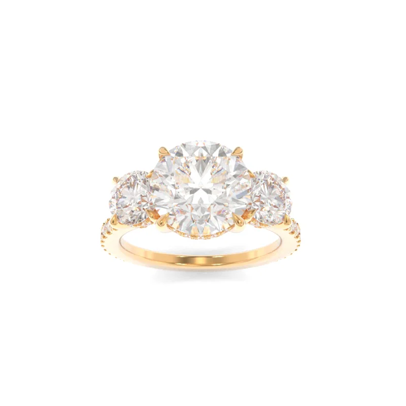 classic solitaire engagement rings for women -Taylor Three Stone Ring Round