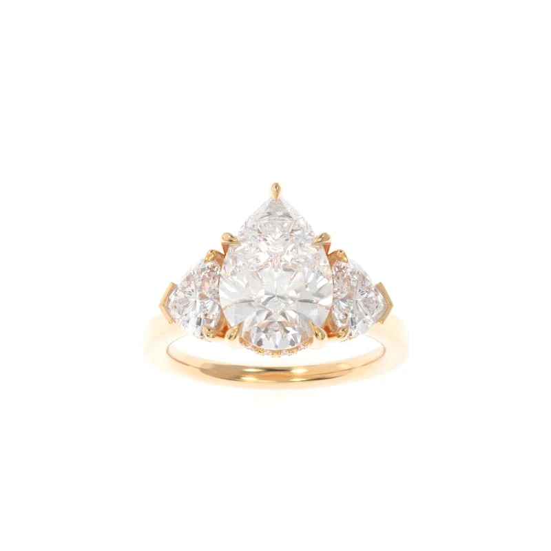 pave engagement rings for women -Michelle Solitaire (Heart Version) Pear