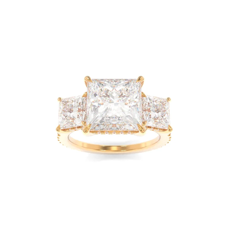 trendy engagement rings for women -Taylor Three Stone Ring Princess