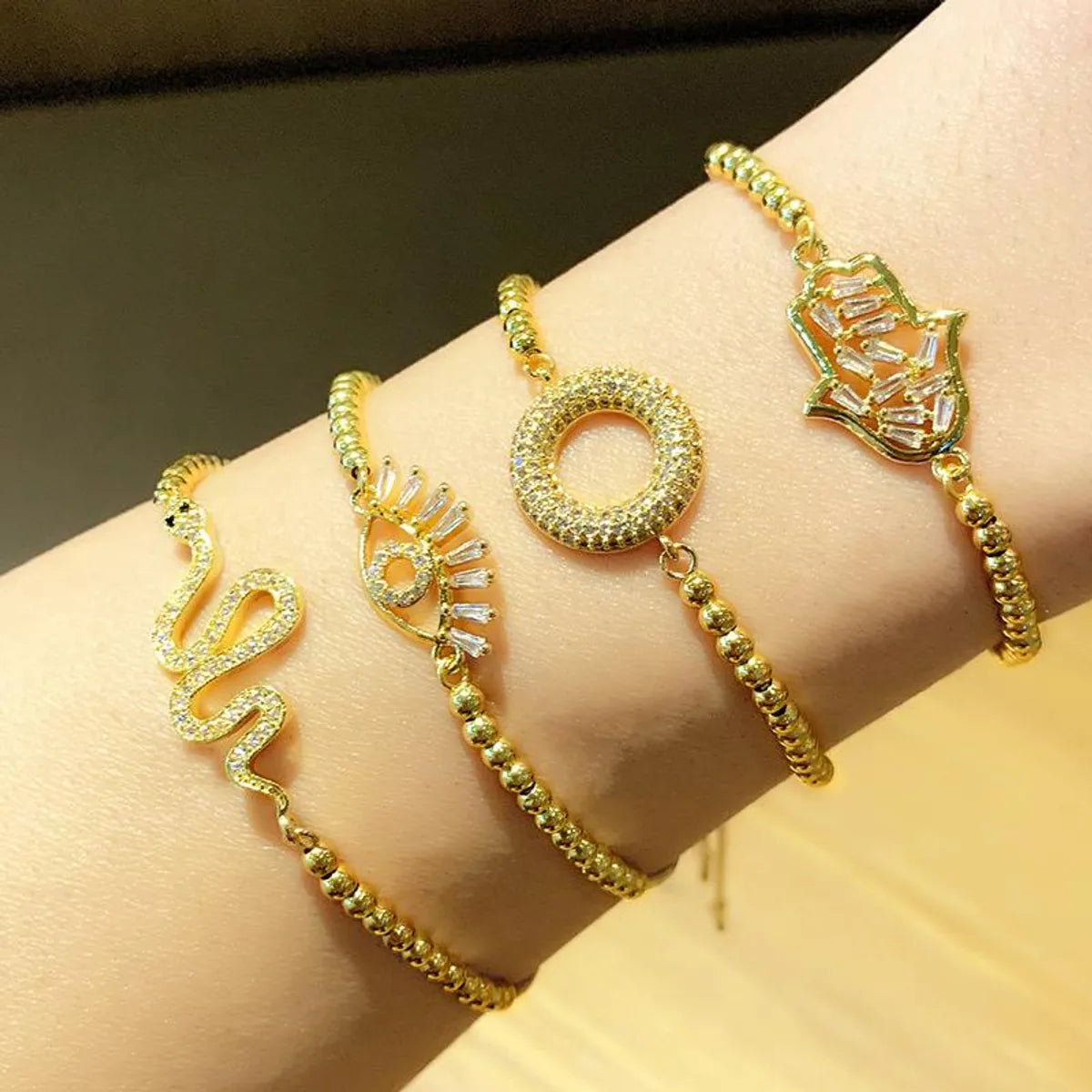 modern bracelets for women -Fashion Bracelet Wholesale Micro Inlaid Color Zirconia Snake Bracelet Adjustable Bracelet