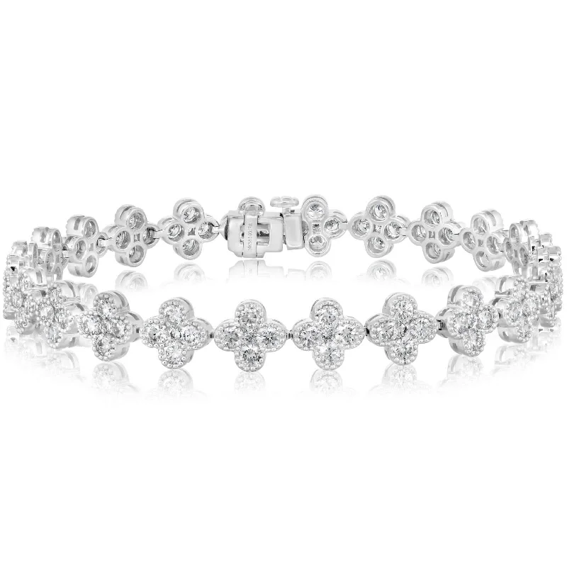 silver charm bracelets for women -Diamond Quatrefoil Fashion Bracelet