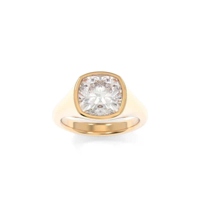 engagement rings with cushion-cut diamonds for women -Sculpted Signet Ring Cushion