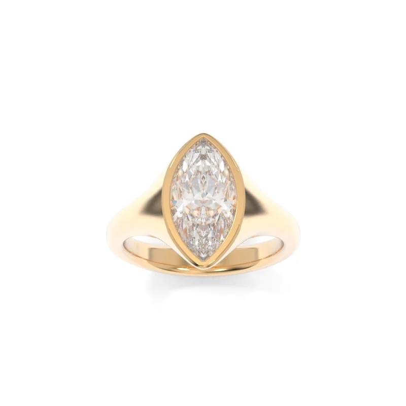 engagement rings with rose-cut diamonds for women -Sculpted Signet Ring Marquise