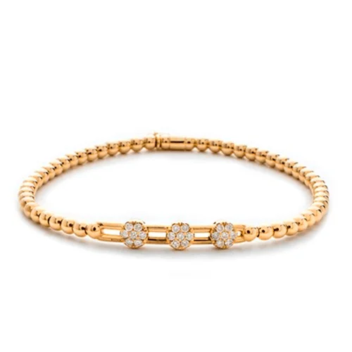 silver bangles with diamonds for women -0.19ctw, 18K Yellow Gold Tresore Stretch Bracelet