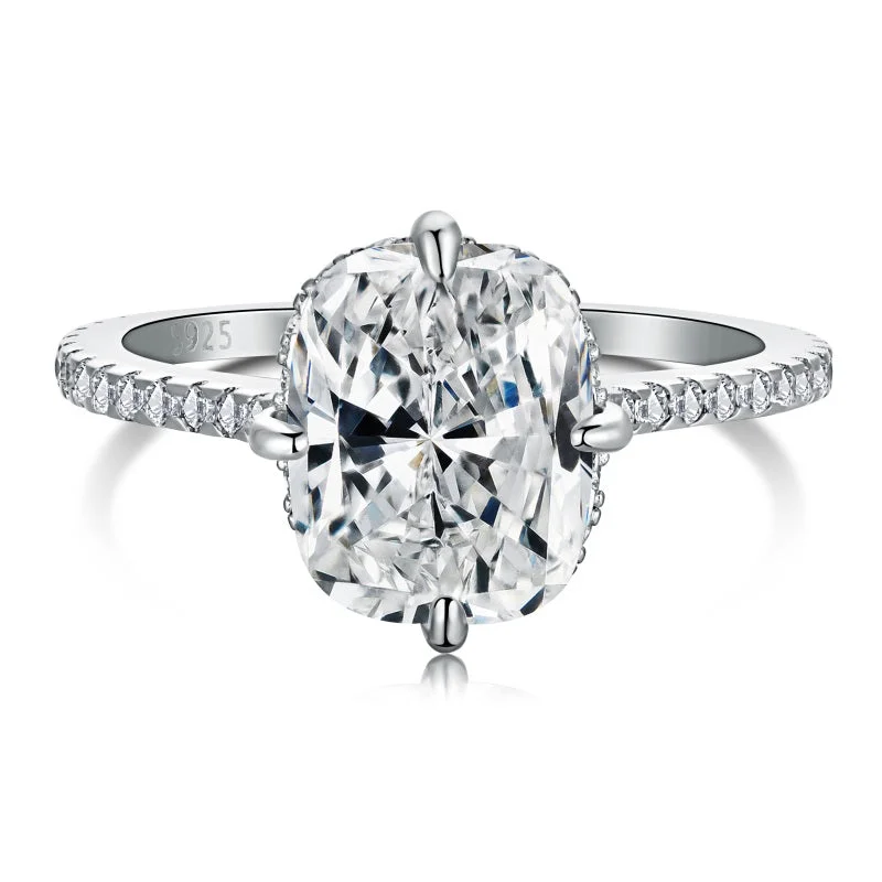 engagement rings with small diamonds for women -Diamond Oval Cut Ring