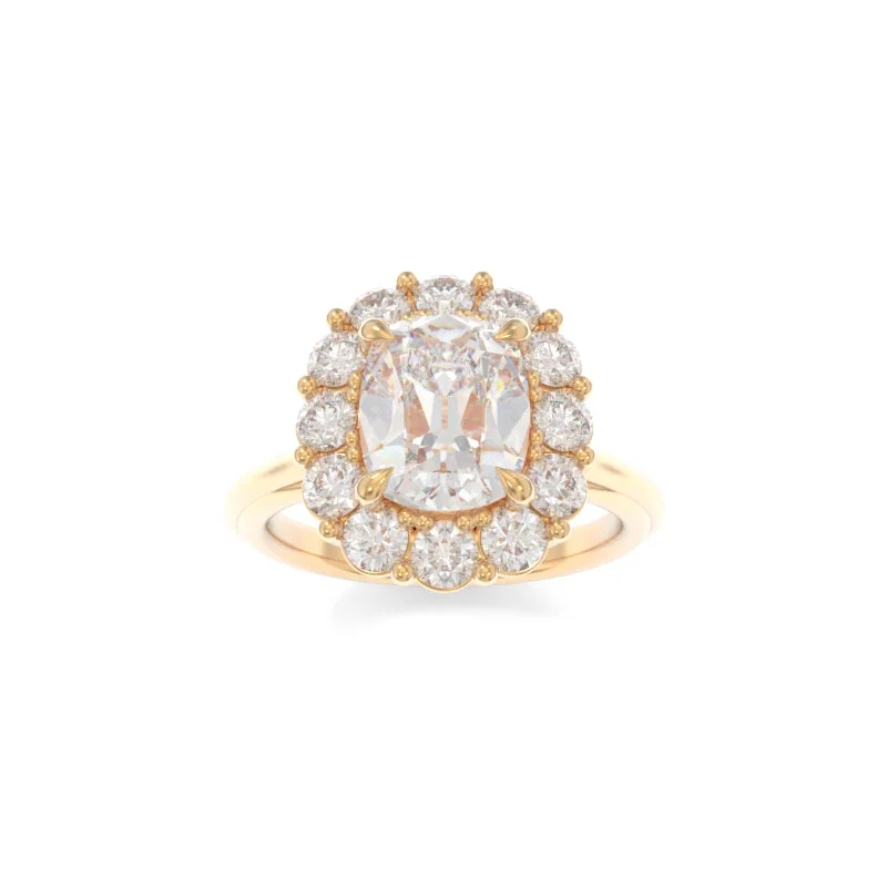 rose gold solitaire engagement rings for women -Poppy Ring Old Mine Cushion