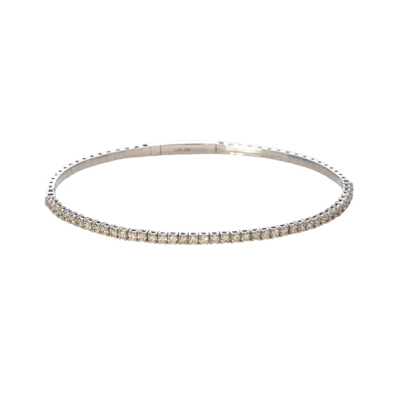 women’s gold bracelets with diamonds -1ctw Diamond 14K White Gold Flexible Tennis Bangle