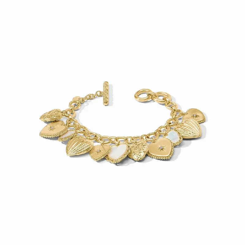 gold wedding bangles for women -Julie Vos Heart Charm Bracelet