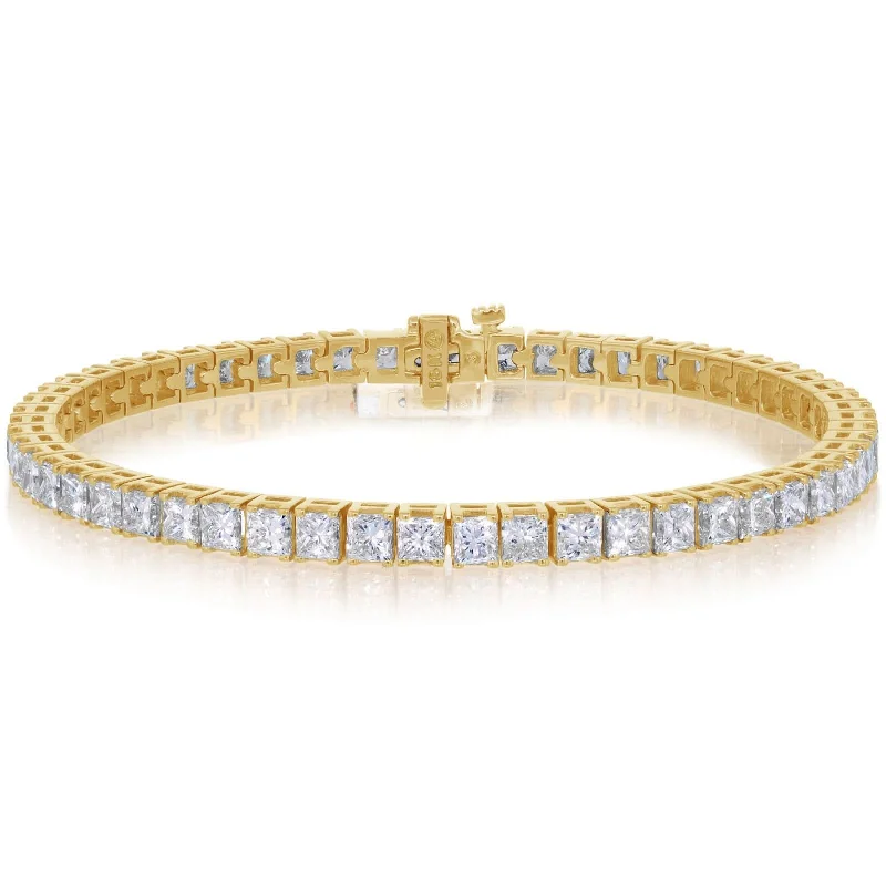 engraved bracelets for women -Princess Cut Diamond Tennis Bracelet