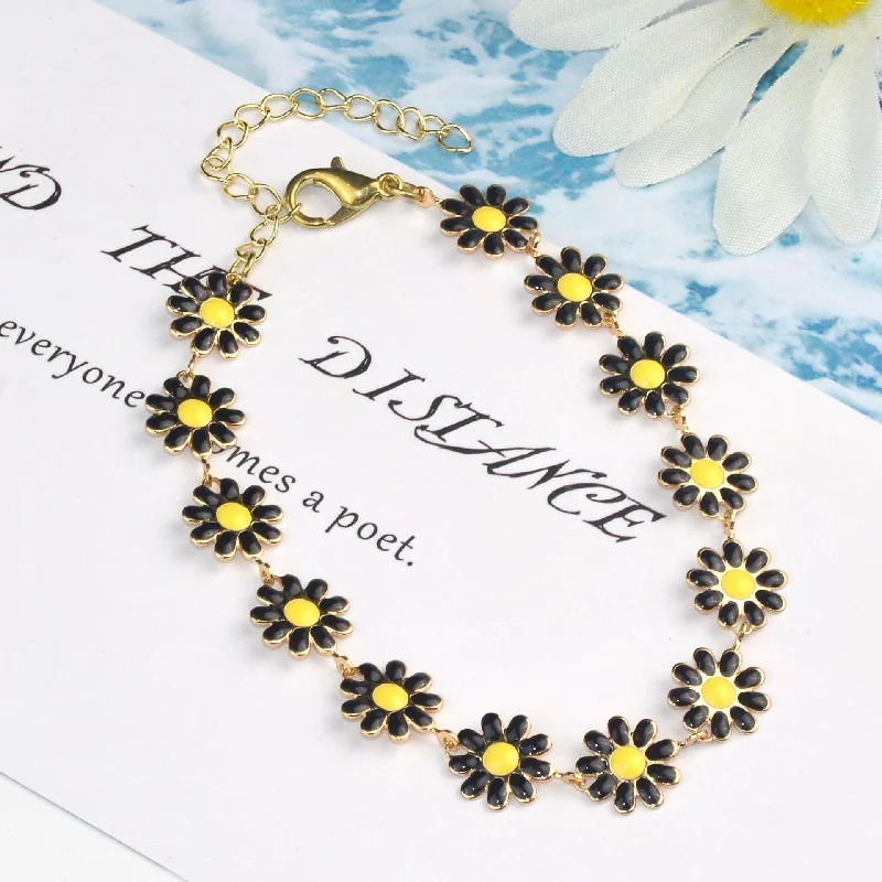 Black Big Daisy Bracelet