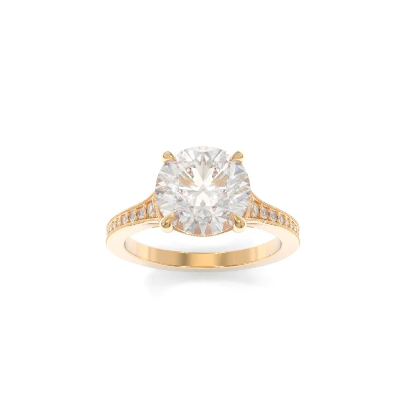 custom engraved engagement rings for women -Viola Ring Round H&A