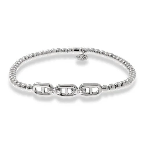 charm bracelets for women -0.04ctw, 18K White Gold Tresore Stretch Bracelet