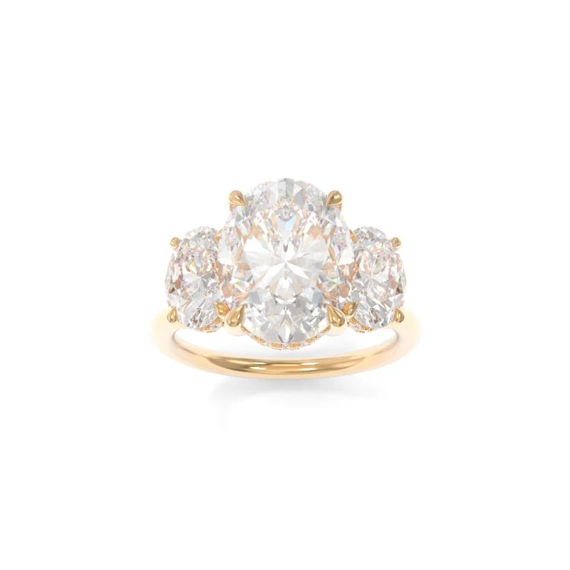 gold engagement rings for women -Taylor Three Stone Solitaire Oval