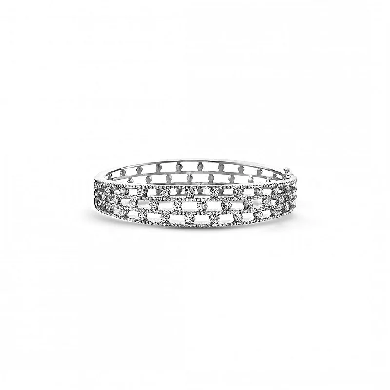 engraved bangles for women -Diamond Air Triple Row Bracelet