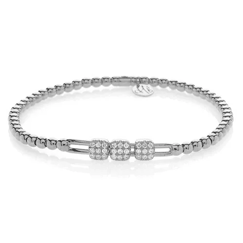 chunky bracelets for women -0.24ctw, 18K White Gold Tresore Stretch Bracelet