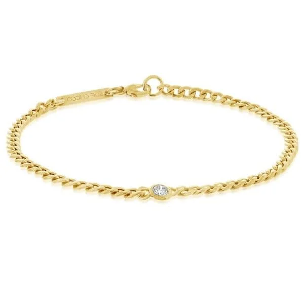 gold wedding bangles for women -ZOE CHICCO Floating Diamond Curb Chain Bracelet