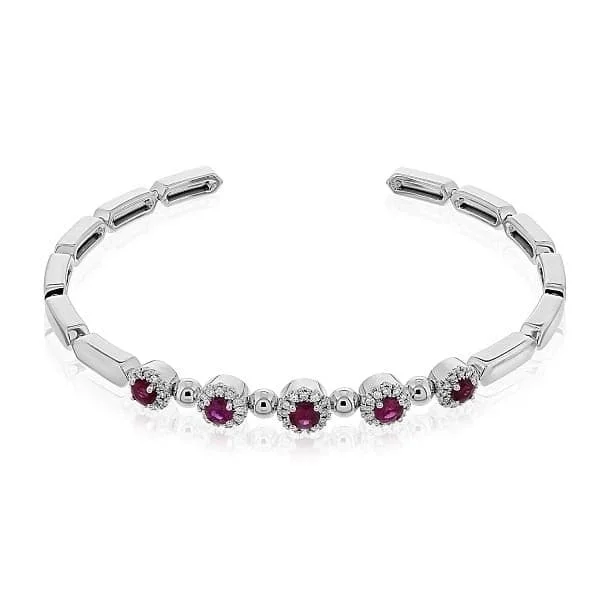 geometric bangles for women -Ruby & Diamond Cuff Bracelet