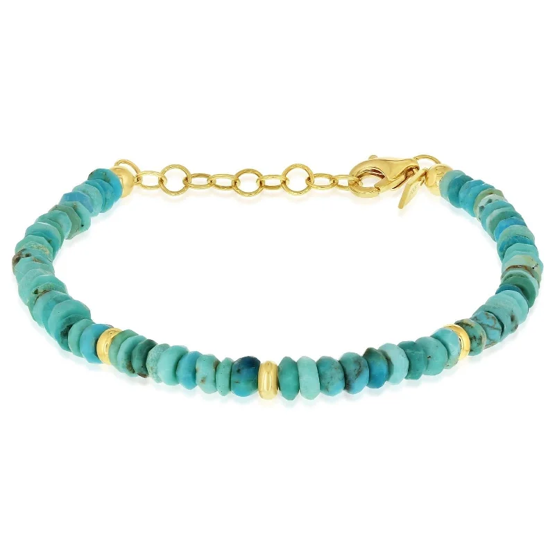 women’s gold bracelets with diamonds -EF COLLECTION Turquoise Bead Bracelet