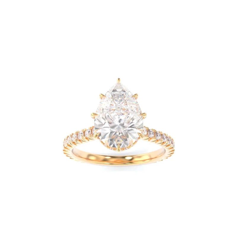 engagement rings with side stones for women -LynnieBeth Ring Pear