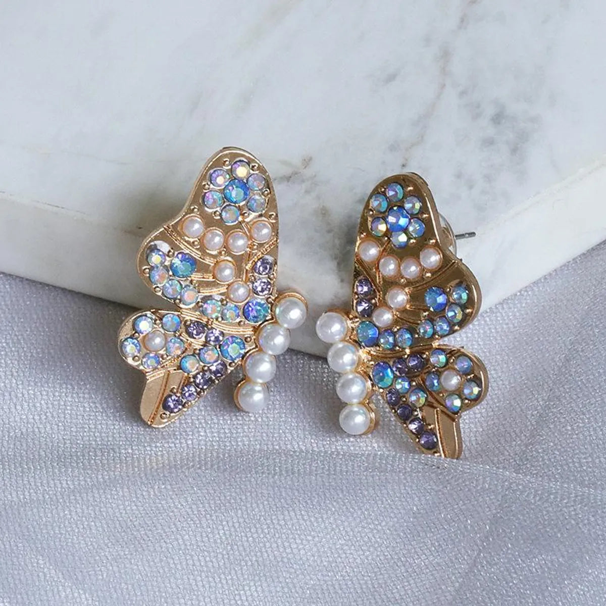 engagement rings with beautiful gemstones for women -New Exaggerated Earrings Butterfly Diamond Earrings Wholesale